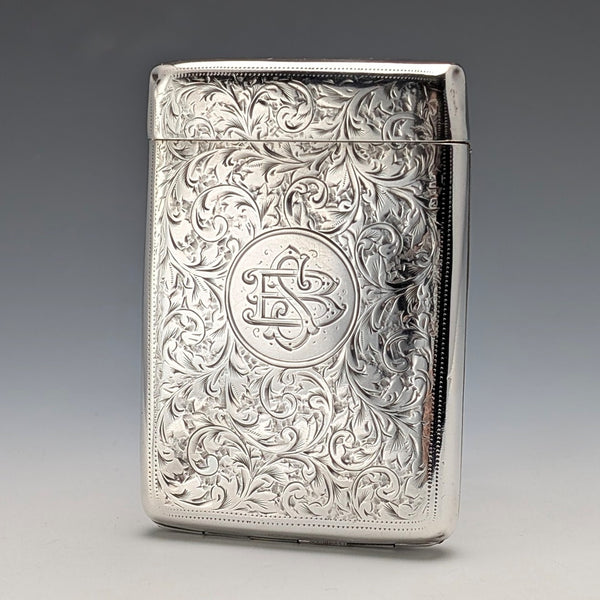 1902年 英国アンティーク 純銀製 シガレットケース 75g I.J. Evens&Co